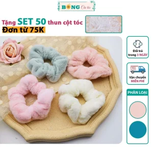 Scrunchies lông nhung màu sắc pastel phong cách Hàn Quốc SR30 - Scrunchies BÔNG Cài Tóc