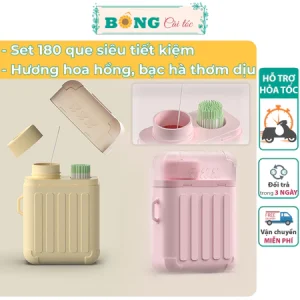 Hộp 180 que vệ sinh lỗ xỏ hương hoa hồng, bạc hà thiên nhiên tiết kiệm nhỏ gọn tiện lợi VS30 - Phụ kiện BÔNG Cài Tóc