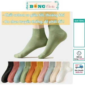 Combo Tất nữ cổ ngắn nhiều màu chất cotton mềm mịn, co giãn 4 chiều phong cách Hàn Quốc TC30 - Vớ BÔNG Cài Tóc
